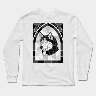 Stained Glass Black Siberian Husky Long Sleeve T-Shirt